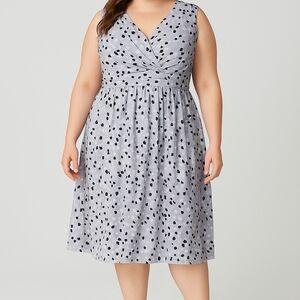 BloomChic Plus Size Sleeveless Midi Dress – Gray Polka Dot Print – US 18/20 (UK
